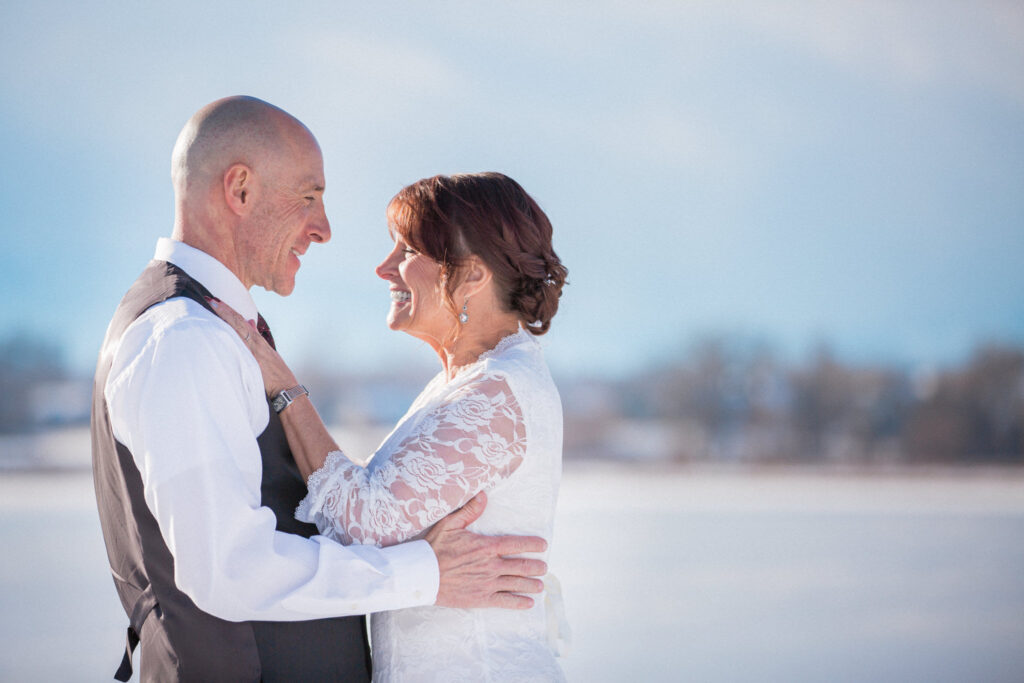A couple embrace during their Colorado Elopement, captured by their photographer, Stephanie Eddy Photography
