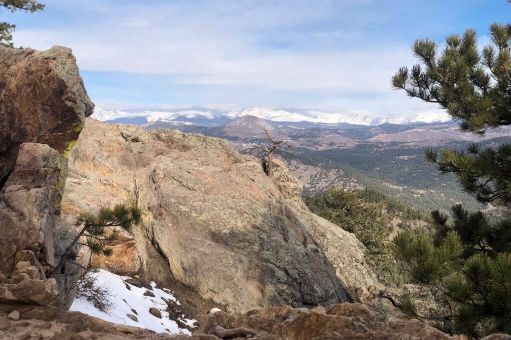 A view of Indian Peaks Wilderness area from Lost Gulch Overlook near Boulder, Colorado