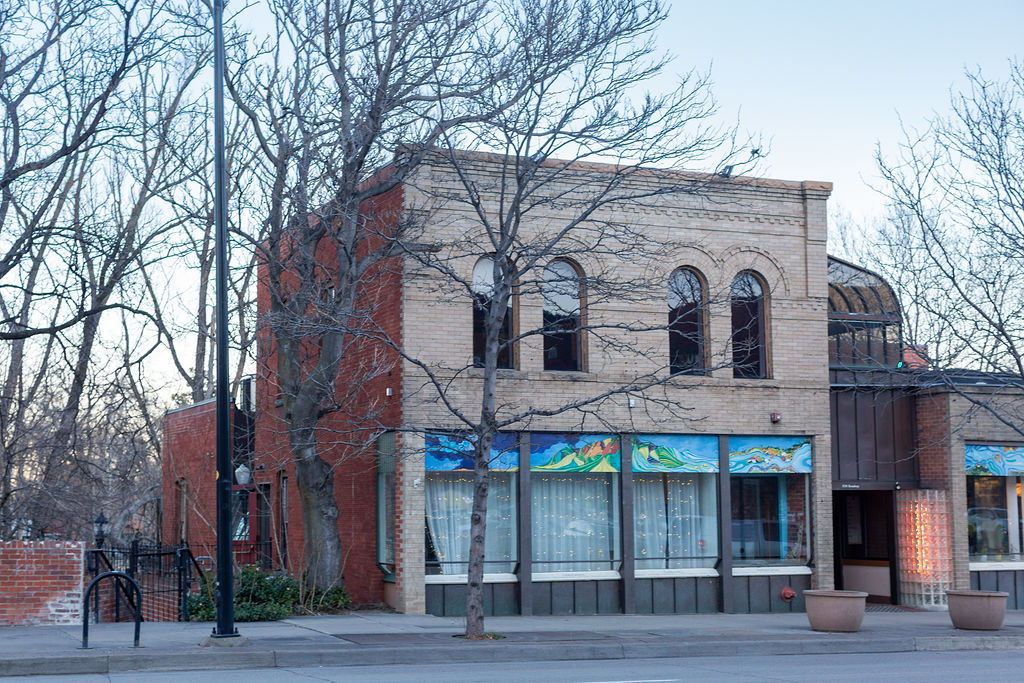 Details of the front facade of the riverside wedding venue