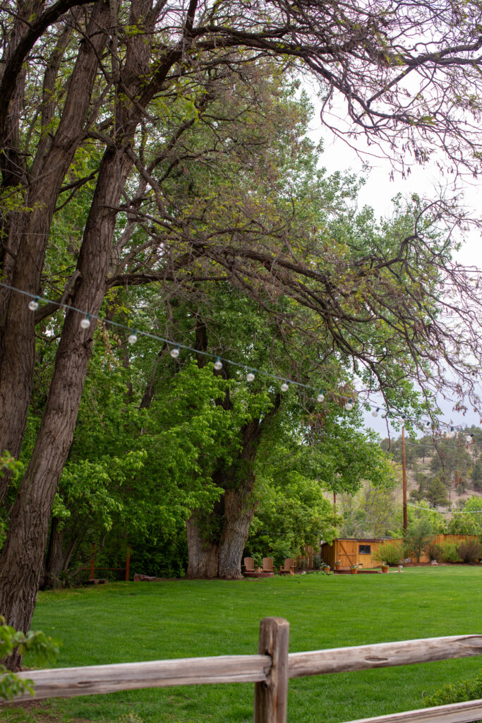 The main outdoor ceremony space at Lyons Farmette in Lyons, Colorado